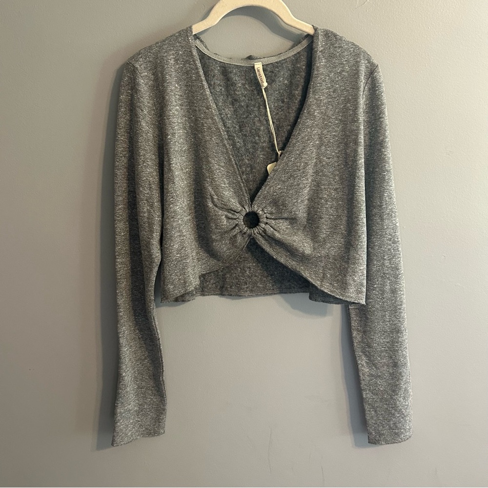 Gray Long Sleeve Knotted Top - Lanston